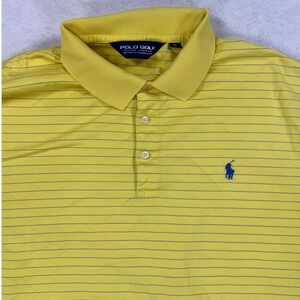 Polo Golf Ralph Lauren Mens XL Yellow Blue Striped Pima Cotton Polo Shirt